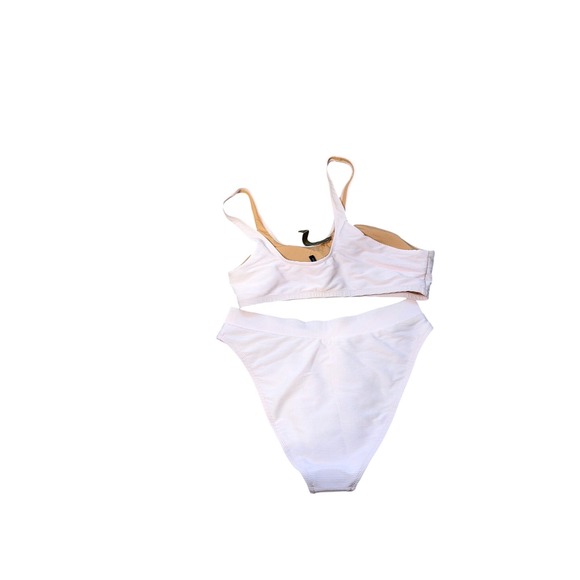 J.Crew Re-Imagined One Double Strap Ribbed Bikini Set Pale Pink Womens M NEW - Picture 8 of 12